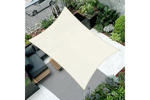 Cool Area Vela ombreggiante Rettangolare 2x4m Impermeabile Tenda a Vela Protezione 95% Raggi UV Parasole per Giardino Esterno Terrazza-Crema