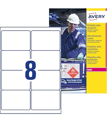 AVERY Zweckform L4773REV-8 Weatherproof Film Labels (192 Stickers, 63.5 - View #2