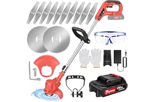 HSHA 21V Cordless Foldable Strimmer - Lightweight Electric Grass Trimmer and Edger with 1X 1500mAh Battery, Ideal for Lawn Care, Weed Control, and Garden Maintenance