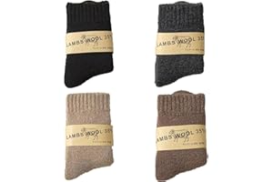 Fjquamitix 4 Pairs Thermal Merino Wool Socks for Kids,Boys Toddlers Girls Thick Warm Winter Walking Heavy Cosy Crew Hiking Boot Socks