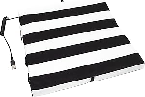 BUMFIRE Heated Stadium Seat Cushion | Thermal Heat to Keep You Warm When Doing Outdoor Activities Like Camping | Foldable & Portable | Water & Dirt-Resistant | USB Connector | Black/White | 35x35x3.5 cm