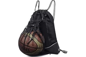 Aipwerer Borsa da Basket con Coulisse，Sacca con Coulisse Calcio Gymsack Zaino Tasche in Rete Multiuso con Tracolla Regolabile Basket Palestra Borsa per Basket/Fitness/Sport/Allenamento Unisex (Nero)
