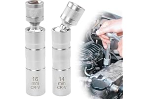 Apdvenk Zündkerzenschlüssel 14mm und 16mm, 2 Stück Magnet Universal Flexibel Zündkerzenschlüssel Set, Zündkerzenschlüssel SatzWerkzeuge für Entfernen von Zündkerzen