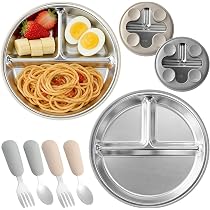Piatto Per Bambini Con Ventosa In Acciaio Inox – 3 Scomparti, Coperchio Trasparente – Antiscivolo E Antiribaltamento Per Seggiolone - 4