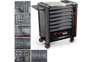 WIDMANN PROFESSIONELLE WERKZEUGE WIDMANN Tool Trolley Cabinet with 303pcs Tools Steel Workshop Storage Chest Carrier ToolBox (WM-C2-6RE) (Red)