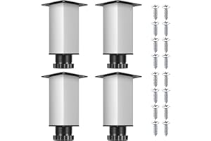 Hmkesoteric 4 Pz Piedini per Mobili Regolabili in Altezza 0-15mm, Piedini Regolabili per Mobili, Piedi Regolabili per Mobili Tavolo Sedia Divano Letto Gambe Piedini, con 16 Viti, argento/38x100mm