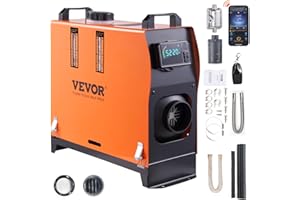 VEVOR Chauffage Diesel Tout-en-Un Portable 12 V 5-8 KW 0,16-0,52 L/h Réchauffeur d'air Diesel 8-36 ℃ Réglable 15-20 m² Contrôle Intelligente LCD Bluetooth Télécommande Réservoir 5 L pour Bateau Auto