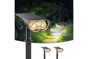 ‎LINKIND Linkind Dual-farbige Solar Außenlampe mit Bewegungsmelder 3000K & 6500K, 1000Lm Außen Gartenleuchte mit Dauerlicht-Modus, IP67 wetterfest Solar Strahler 8M/120°, Warm&Weiß 2 Stück