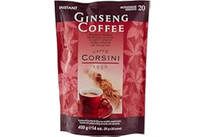 CAFFÈ CORSINI 1950 Caffè Corsini Caffè Solubile al Ginseng in Polvere, Gusto Dolce e Facile da Preparare nei Luoghi di Lavoro o Studio 3 Confezioni da 20 Bustine da 20 gr