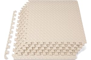 ProsourceFit Pusselträningsmatta 1,3 cm, EVA sammankopplade skumgolvplattor för hemmagym, matta för hemträningsutrustning, golvstoppning för barn, kräm, 61 cm x 61 cm x 1,3 cm, 24 kvadratmeter – 6