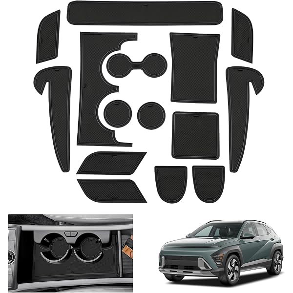 Tappetini Gomma 3D + Vasca Bagagliaio Per Hyundai Kona 2 (2023-2025) Ibrida, Non Per Elettrica, TPE Inodore