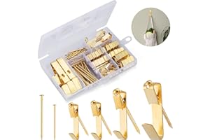 DazSpirit 110 Pezzi Kit per appendere quadri, Gancio per cornice, gancio per quadri 20-100 Libbre, Ganci per Cornici Oro per foto in ufficio a casa, supporto per cornice