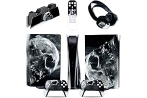 Guugoon Skull Five in One Full Set Skins pour PS5 Console Controller Disc Edition, Vinyl Decal Stickers pour PS5 Console Disc Edition