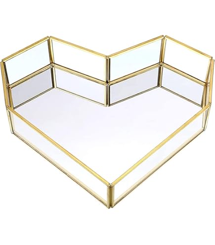 PLATEAU MIROIR DORÉ En Verre Organisateur De Bijoux Maquillage EUR 39