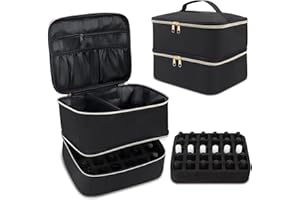 Bixury Pokrowiec do przechowywania lakieru do paznokci, torba na lakier do paznokci, wodoszczelna torba na lakier do paznokci, organizer dwuwarstwowy, organizer na 30 butelek lakieru do paznokci,