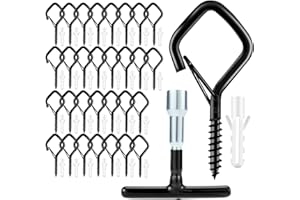 Zorplex Ganci a Vite Nero 30 Pezzi in Acciaio Inox, con Blocco di Sicurezza, Ganci a Q-Hanger Con, per Appendere Cestini di Piante, Casette per Uccelli, Catene Luminose, Campanello Eolico