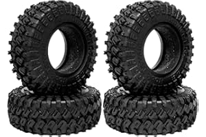 KINGCOO 4PCS 1.3" Wheel Tires RC Mud Crawler Rock Terrain Rubber Tires with Foam Inserts for 1/18 1/24 Mini Crawler Car for TRX4M SCX24 Upgrade Parts(60 x 21mm)
