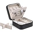 Vlando Small Faux Leather Travel Jewellery Box Organizer Display Storage Case for Rings Earrings Necklace with Mirror