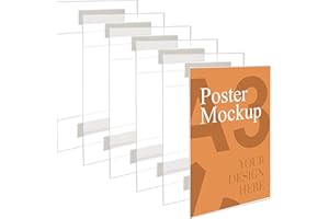 Kurtzy Expositor A3 Adhesivo de Pared Soporte para Poster (Pack de 6)- Soporte Cartel Resistente a Quebrarse y Arañazos - Marco Acrílico Transparente – Oficina, Tienda, Restaurante – Sin Taladrar