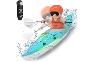 OBEST Bateau télécommandé, kayak de simulation haute vitesse avec lumières LED, bateau télécommandé, jouet aquatique pour enfants et adultes 2,4 GHz
