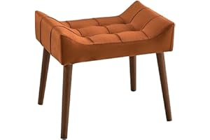 Atahome Petunia Dressing Table Stool - Elegant and Comfortable Padded Makeup Vanity Chair for Bedroom (Orange)