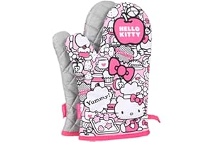 ‎CHEFMADE CHEFMADE Topflappen Hello Kitty - Kochhandschuhe Ofenhandschuhe Hitzebeständig 18x27,5 cm - Backhandschuhe 2er Set Pink Unisex und One Size