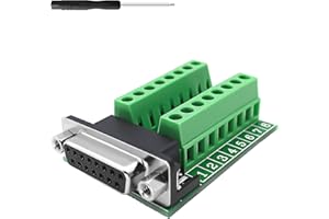 YIMATEECO DB15 Female to Screw Terminal Block, 15Pin RS232 D-SUB to Solderless Terminal Block Adapter, Green