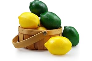 Lorigun 12 pezzi di limoni artificiali frutti di limone finti per la decorazione domestica, frutti artificiali puntelli di limone, doppio colore (6 limone verde + 6 limone giallo)