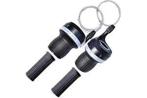 Kiuiom Vélo Twist Grip Manette de Vitesse,Manette de Dérailleur Shifter Twist,Poignée de Dérailleur VTT,Dérailleur Universel 3x7 Vitesses,Levier Montagne Vitesses pour VTT,Vélos Banlieue,Noir