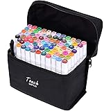 ELOKI Art Marker Set - 80 Color Dual Tip Permanent Sketch Markers - Ideal for Artists Adults Kids Drawing Coloring Crafts Gif