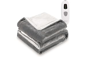 CURECURE Electric Heated Blanket Throw Soft Double Flannel 180 X 130cm, 4 Heating Levels & 6 Hours Auto-Off Function, Fast Heating & Overheating Protection, Machine Washable