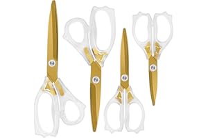 Uaugulft Acrylschere, ultrascharfe Titanbeschichtete Klingen, ergonomischer Griff, klar Goldschere für Bürotisch, modernes Design für Handwerk, Nähen, Büro & Zuhause, 4 Stück