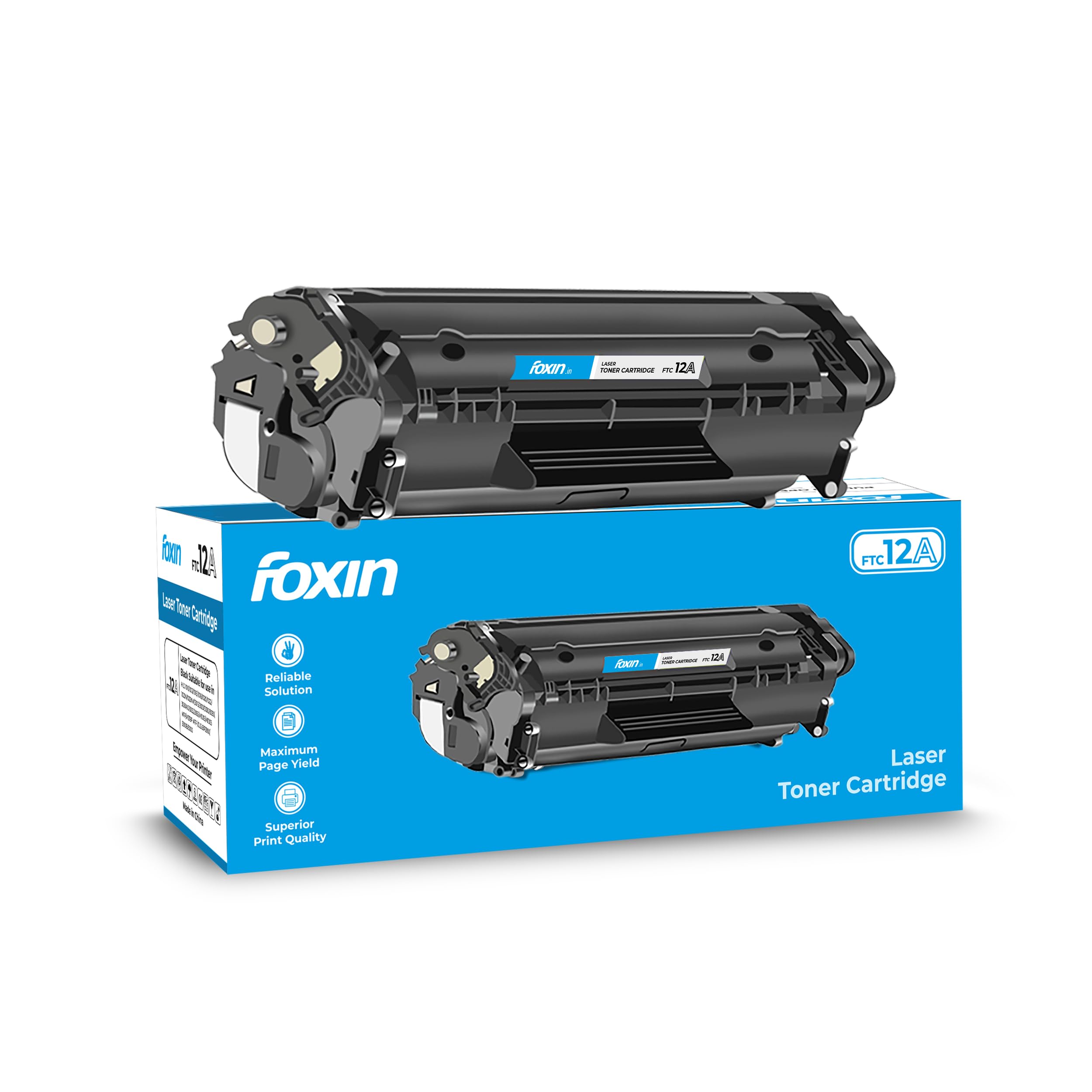 Foxin FTC 12A Laser Printer Cartridge Compatible with 1020, M1005, 1018, 1010, 1012, 1015, 1022, 1022N, 1022NW, 3015, 3020, 3