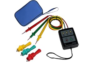 YOYIAG Testeur de Phase Compteur: Testeur de Rotation de Présence de Séquence de 3 Phases avec Pinces Crocodiles et Testeur de Buzzer, Testeur de Tension AC60v ~ 600v pour Les Appareils Haute Tension