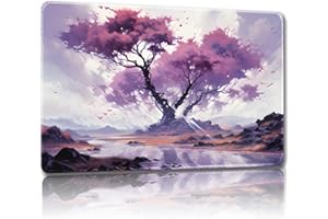 Malqiqi Playmat for MTG, with Free Storage Bags,Game Mat 24 x 14 inches, TCG and Board Game Mat for Cards,Mousepad Desk Mats (Pink Tree-Regular)