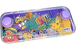 BLUECHOLON Mini jeux d'eau - Anneaux - Jeux d'eau pour filles et garçons - Jeu d'adresse - Aquaplay Water Geme Aqua Play (dessin animé 2 boutons violet 12)