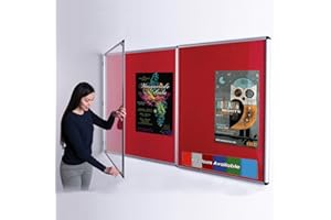 WONDERWALL PRODUCTS LTD Wonderwall Double-Door Tamperproof Lockable noticeboard 120x180cm with 2 Matching Locks and Keys, 6 Colours to Choose from, Including (Red)