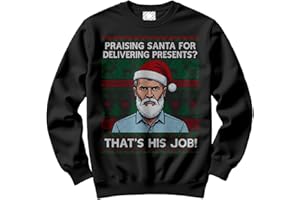 HotScamp Football Christmas Jumper Day for Men – Praising Santa, Thats his Job Slogan Sweatshirt - Xmas Sweater Funny 90s Footballer Keane Retro Sweater Christmas Jumper Days