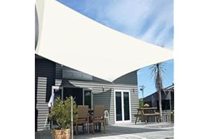 HENG FENG Tenda a Vela Rettangolare HDPE 2.5x3m Vela Ombreggiante Parasole Traspirante e Protezione Solare Raggi UV per Esterno Giardino Terrazza Colore Beige