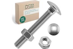 DSM-VERBINDUNGSTECHNIK DSM – Tornillos de cierre M10 x 80 mm según DIN 603 – incl. tuerca hexagonal M10 DIN 934 – acero inoxidable A2/V2A – tornillos de cabeza plana y cuello cuadrado – rosca completa – tornillos para