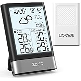 LIORQUE Weather Stations with Outdoor Sensor Wireless Indoor Outdoor Thermometer Hygrometer, Temperature and Humidity Monitor