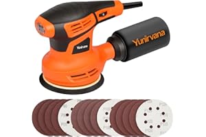 Yunirvana Orbital Sander, 280W Power, 13000 OPM, 6-Speed Random Orbit Sander with 15 Sanding Discs (125mm), Electric Sanding Machine with Dust Collection System for Sanding and Polishing