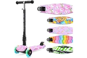 BOLDCUBE Trottinette Evolutive Enfants Age 5 6 7 8 9 10 Ans - Pliable - Trottinette 3 Roues LED - Trotinette Enfant 3 Roues Garcons Filles Cadeaux Anniversaire et Noël