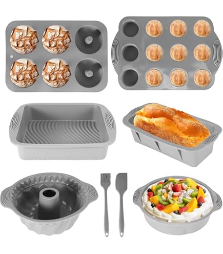 Febbya Silikon Waffelformen 2er Set - Rechteckig & Herzförmig - Backformen Für Heißluftfritteuse & Ofen