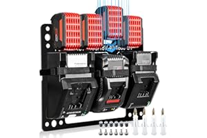 Hksod Wandhalterung für Bosch Professional Akku und Ladegerät – 3-in-1für Bosch Akku Halterung (4 Akkus + 2Ladegeräte + 2 Bohrschrauber),2 mm Hochwertiges Stahl, Mit Montagezubehör