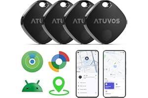 ATUVOS Dual System Air Tracker Tag PRO 4 Pack, Smart Key Finder Works with Android Google Find Hub or iOS Apple Find My APP, Bluetooth Item Locator for Luggage, Suitcase, Bags