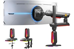 NB Ergonomic Braccio per Schermo Piatti Ultrawide Curvi da 32 a 60 pollici, RGB Supporto per Monitor Monitore Braccio Carico fino a 20 kg, VESA 75x75 100x100 mm (Rosso)