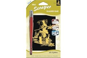 MAMMUT SPIEL & GESCHENK MAMMUT 131004 - Kratzbild, Motiv Hund, gold, glänzend, mini, Komplettset mit Kratzmesser und Übungsblatt, Scraper, Scratch, Kritzel, Kratzset für Kinder ab 8 Jahre