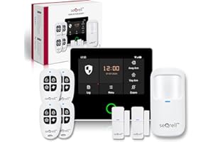 Anti-OKUPAS, Independiente de Electricidad y WiFi Kit Alarma para Casa gsm 4G e WiFi sin cuotas con Pantalla Táctil y Batería de 1500mAh. Aplicación Tuya Smart Life, Alexa y Google, seQrell SQ4324F