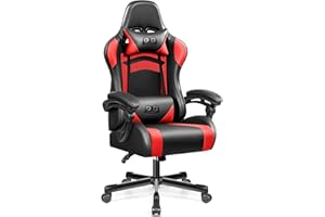 OneGame Silla Gaming, Silla ergonómica Gaming con Respaldo Ajustable Respaldo Alto Silla Gaming rotación 360º para Trabajar y Jugar, Negro Rojo